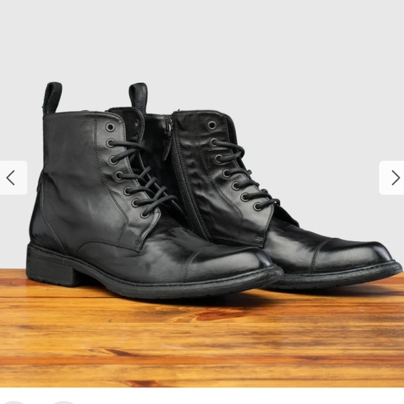 Calzoleria Toscana Dip Died Black Leather Mens Lace Up Combat Boot. Size 10.5